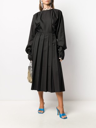 Natasha Zinko Glove-Cuff Pleated Skirt Midi Dress