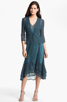 Thumbnail for your product : Komarov Women's Pleated Satin & Chiffon Dress with Jacket, Size Small - Blue