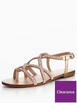 Thumbnail for your product : Head Over Heels Nadia Embellished Strappy Flat Sandal - Rose Gold