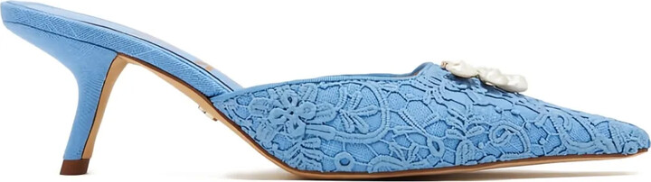 Sam Edelman 60mm Lace-Embellished Pointed-Toe Mules