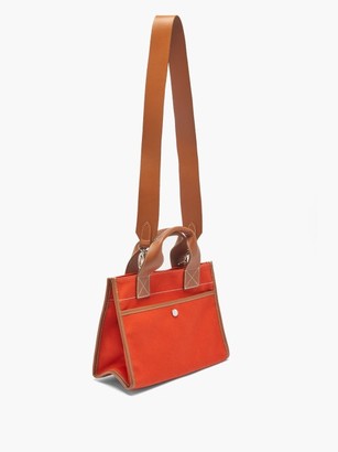 RUE DE VERNEUIL Reporter S Leather-trim Gabardine Tote Bag - Orange Multi