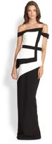 Thumbnail for your product : Black Halo Asymmetrical Stretch Crepe Off-Shoulder Gown