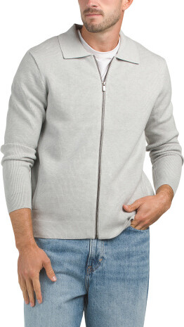 TJMAXX Texture Stitch Zip Front Sweater For Men, Nylon/Polyester/Rayon