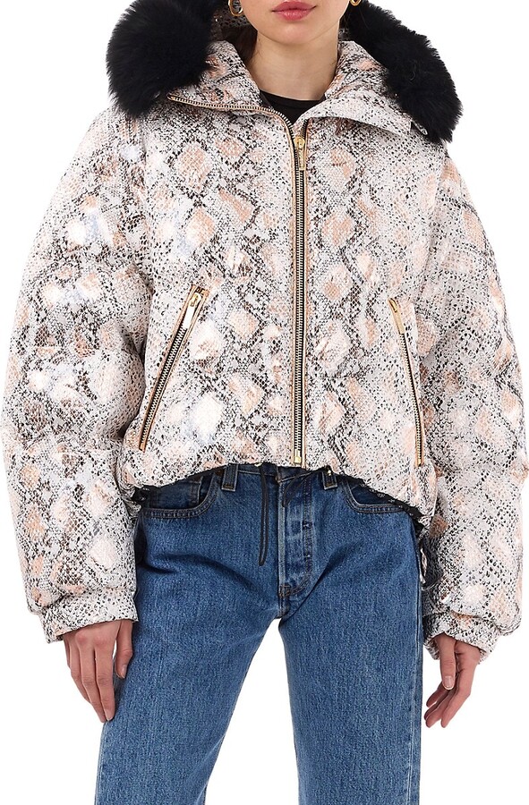 MTL by MTL by Gorski MTL by Gorski Women's AprésSki Print Shearling Trim Down Jacket ShopStyle