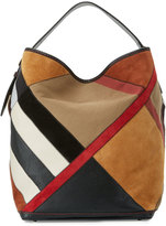 Thumbnail for your product : Burberry Ashby Colorblock Check Canvas Hobo Bag, Black/Multi