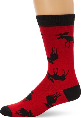 Hatley Men's Crew Socks - Moose on Red Socks