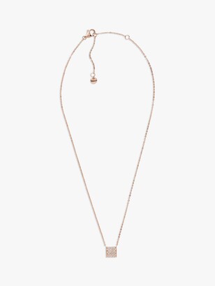 Skagen Crystal Square Pendant Necklace, Rose Gold SKJ1401791