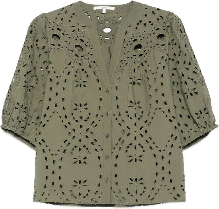 BA&SH Beatrice eyelet-embroidered puff-sleeve top