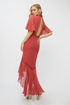 Thumbnail for your product : Little Mistress Luisa Marsala Lace-Trim Maxi Dress