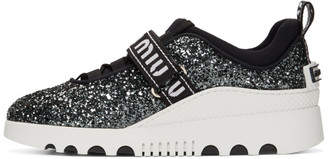Miu Miu Black and White Glitter Run Sneakers