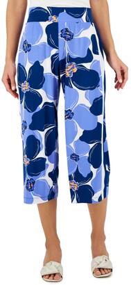 JM Collection Petite Cropped Floral-Print Lounge Pants, Created for Macy's