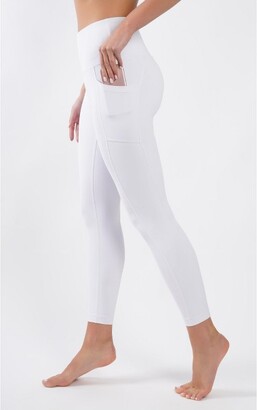 90 Degree By Reflex Womens High Waist Tummy Control Interlink Squat Proof  Ankle Length Leggings - White - Small - ShopStyle
