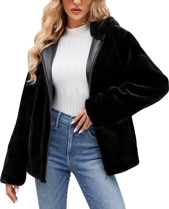 AMDOLE Same Day Delivery Items Prime Winter Fur Jacket Women Zipped