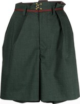 Belted-Waist Wool Shorts 