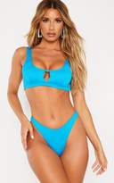 Thumbnail for your product : PrettyLittleThing Turquoise Ribbed Cut Out Bikini Top