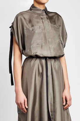 Karl Lagerfeld Paris Silk Maxi Shirt Dress