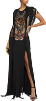 Thumbnail for your product : Balmain Fringed Embellished Jersey Maxi Dress