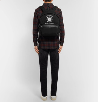 Saint Laurent City Leather-Trimmed Printed Canvas Backpack