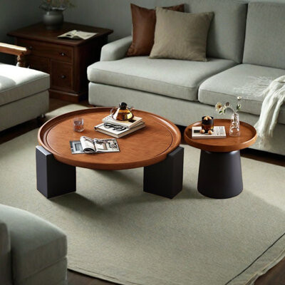 LIZIYE Vintage Round Coffee Table Set