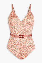 Thumbnail for your product : LOVE Stories Maddy belted jacquard swimsuit