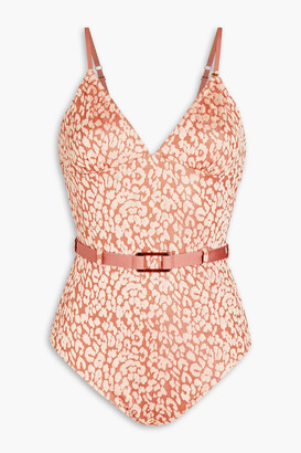 LOVE Stories Maddy belted jacquard swimsuit