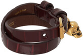 Thumbnail for your product : Alexander McQueen Burgundy Croc Double Wrap Bracelet