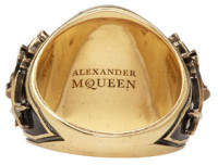 Alexander McQueen Gold Enamel Signet Ring