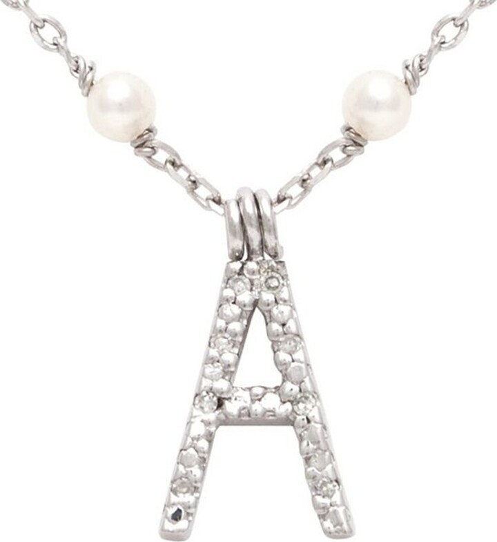 Jane Basch Silver 0.03 Ct. Tw. Diamond Initial Necklace