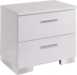 Orren Ellis 2 Drawers Nightstand With Chrome Legs White
