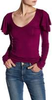 Thumbnail for your product : Free People On Rewind Ruffle Lettuce Edge Trim Long Sleeve Blouse