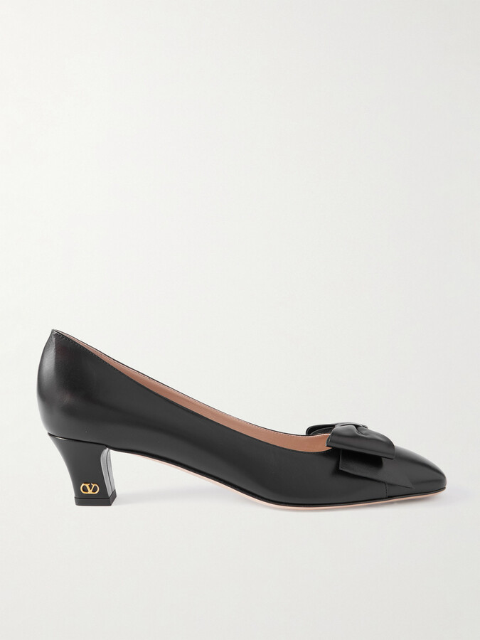 Valentino Garavani Bowow 45 Bow-embellished Leather Pumps - Black