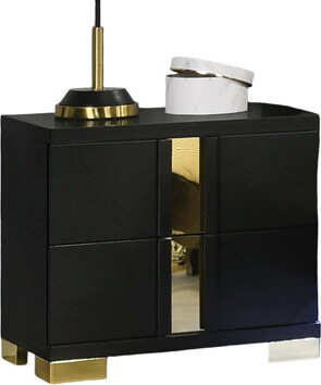 Attractive Beautiful Nightstand Bedroom Furniture And Bracketed Metal Legs 1Pc Bedside Table