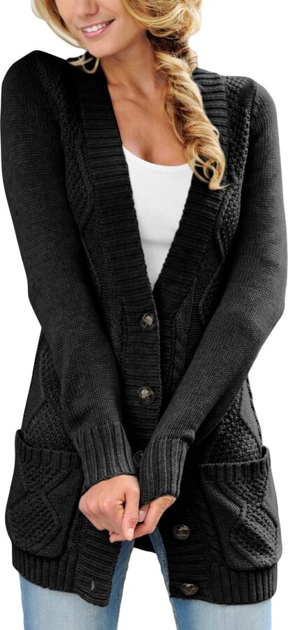 chunky black cardigan womens