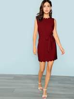 Thumbnail for your product : Shein Self Belt Scallop Edge Dress