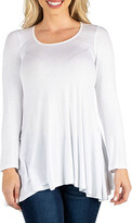 Thumbnail for your product : 24SEVEN COMFORT APPAREL 24/7 Comfort Apparel Long Sleeve Solid Flared Tunic Top