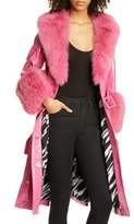 Thumbnail for your product : Saks Potts Patent Leather Coat with Genuine Fox Fur Trim