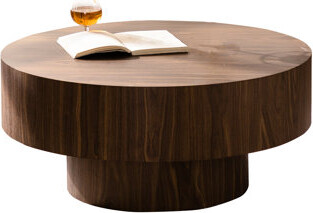 George Oliver Walnut Finish Round 30.38 Inch Coffee Table For Living Room Bedroom Office - Modern Design Stable Support Smooth Edges Easy To Install Waterproof