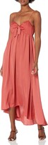 Thumbnail for your product : London Times Women's Solid Sateen Chiffon Tie Front Empire Seam Hi Low Hem Maxi