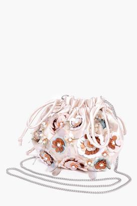 boohoo Lucie Bridal Floral Pouch Cross Body Bag