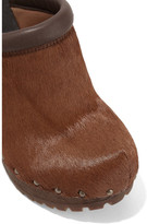 Thumbnail for your product : See by Chloe Leather-trimmed Calf Hair Wedge Clogs - Brown