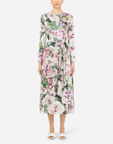 Thumbnail for your product : Dolce & Gabbana Calf-Length Peony-Print Georgette Dress