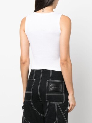 Karl Lagerfeld Paris Embroidered-Logo Ribbed Tank Top