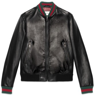 gucci leather bomber jacket mens