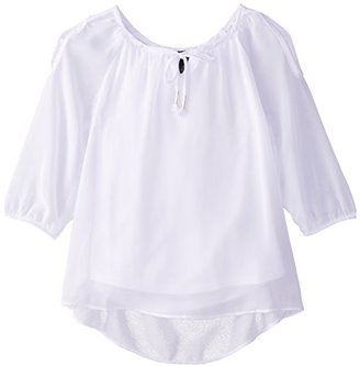 Amy Byer Big Girls' Woven Top with Peek-A-Boo Shoulder