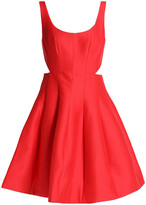 Thumbnail for your product : Halston Flared Cutout Cotton And Silk-blend Dress