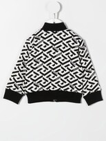 Thumbnail for your product : Versace Children Greca pattern cotton bomber jacket