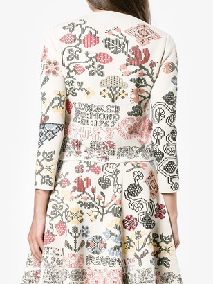 Alexander McQueen Graphic Floral Intarsia Fitted Cardigan