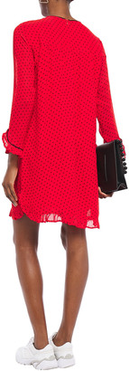 Ganni Ruffle-trimmed Printed Georgette Mini Dress