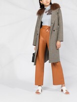 Thumbnail for your product : P.A.R.O.S.H. Check Shearling Collar Coat