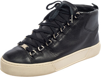 Balenciaga Black Leather Arena High Top Sneakers Size 40 - ShopStyle